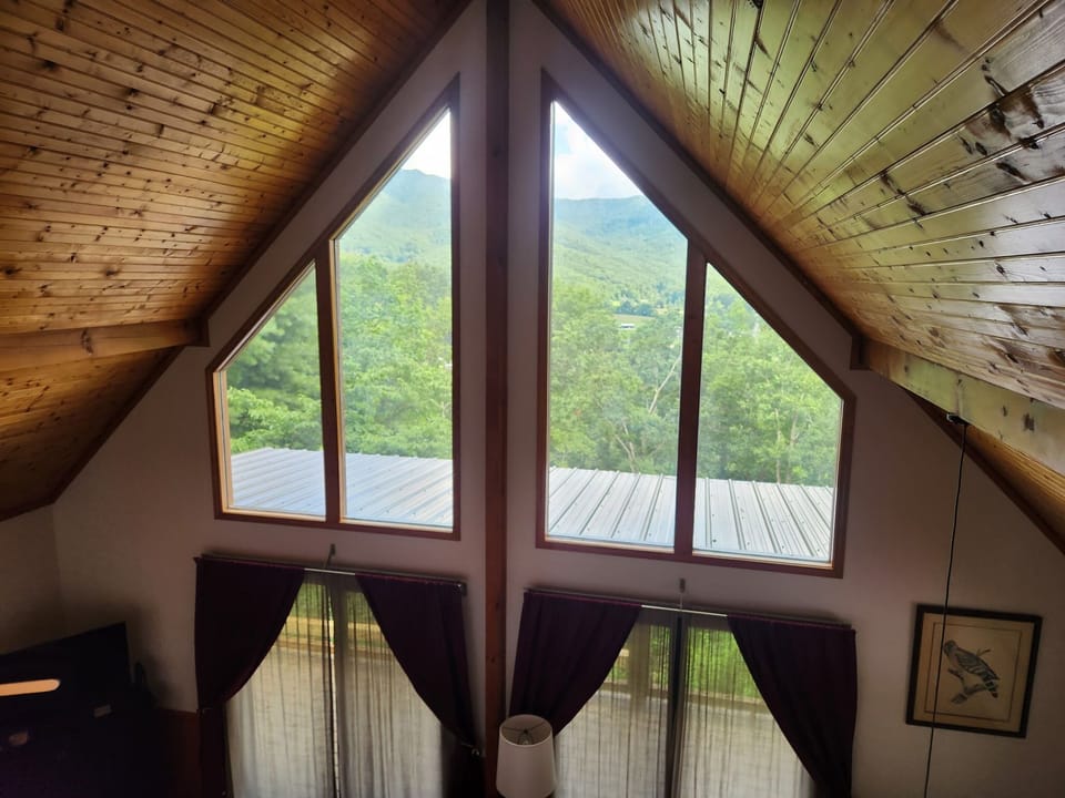 Views from loft with king bed, bathroom with shower, large closet, new carpet