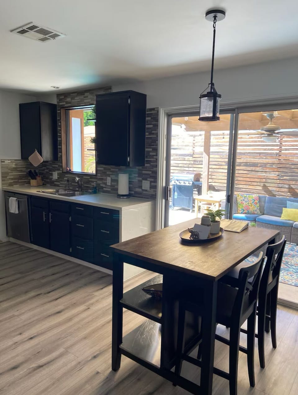 Full kitchen with small dining table