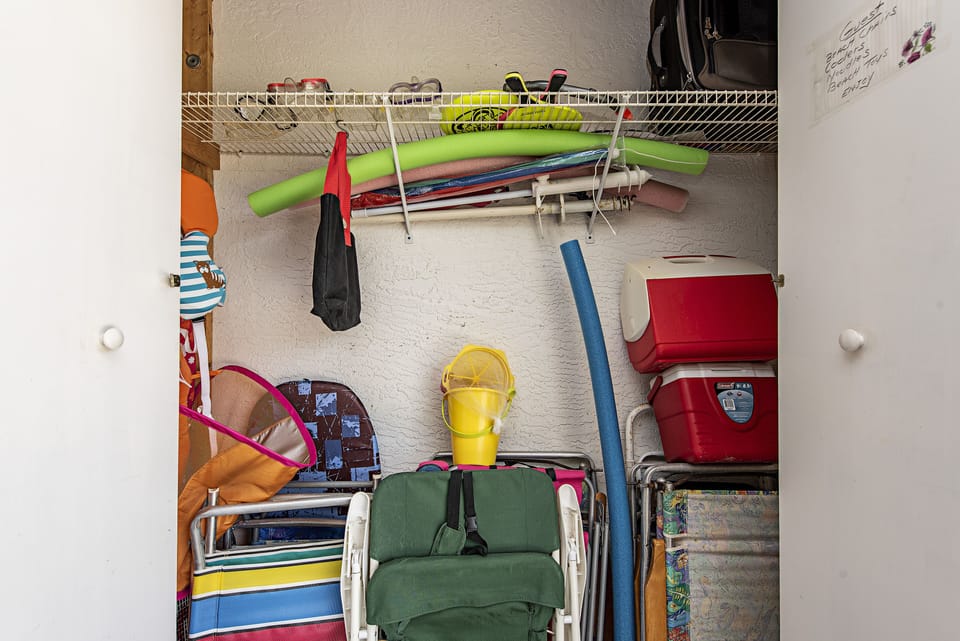Fully stocked beach closet for renters use
