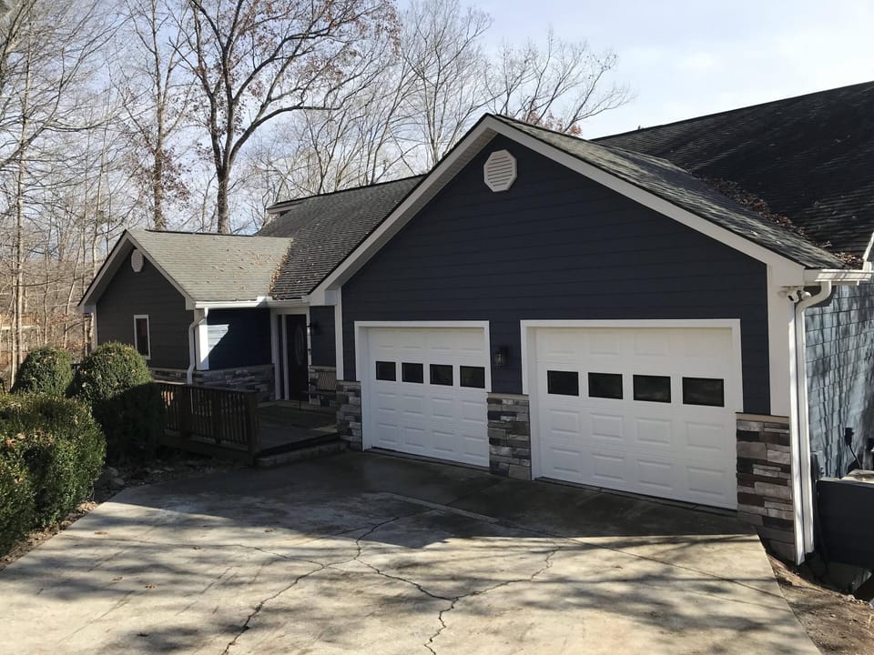 Front of house with new siding
