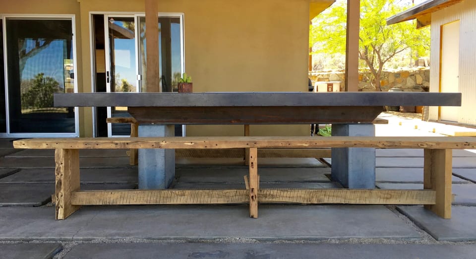 10 foot long concrete fire table 
