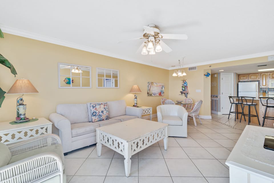 Spacious Living Area with a Sleeper Sofa and Access to the Balcony