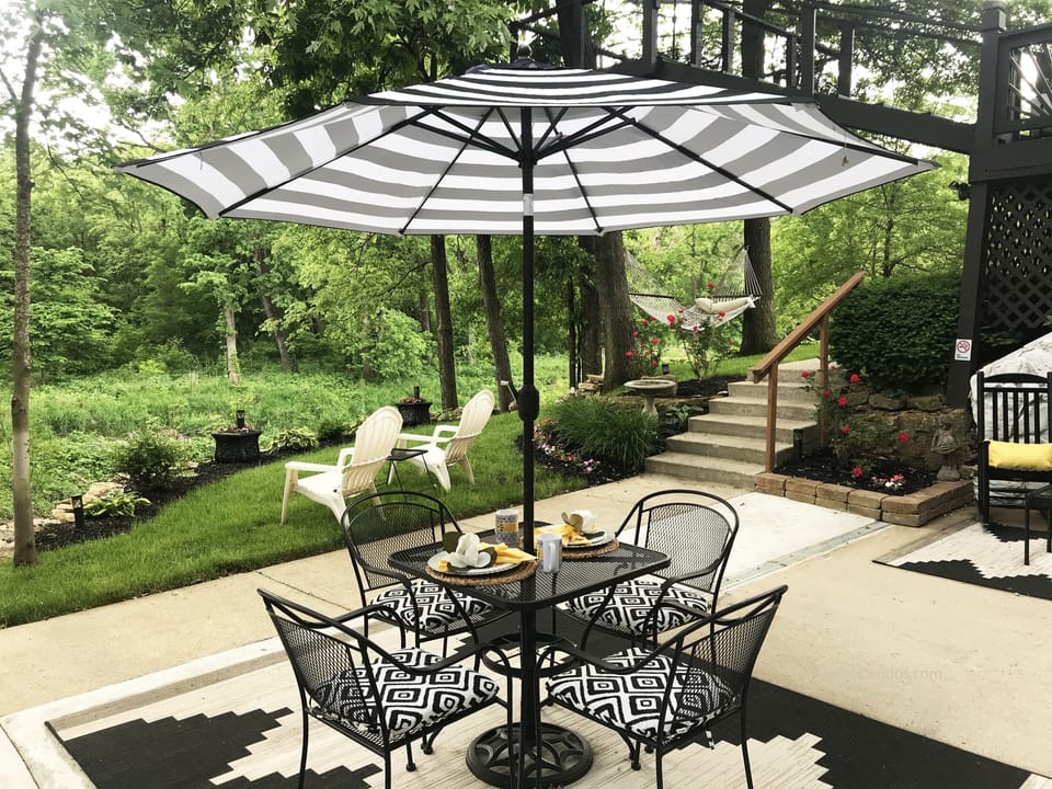 Enjoy a meal indoors or outdoors on the patio overlooking the creek.
