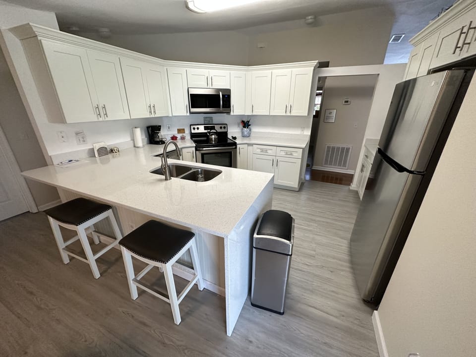 View of kitchen from family room.