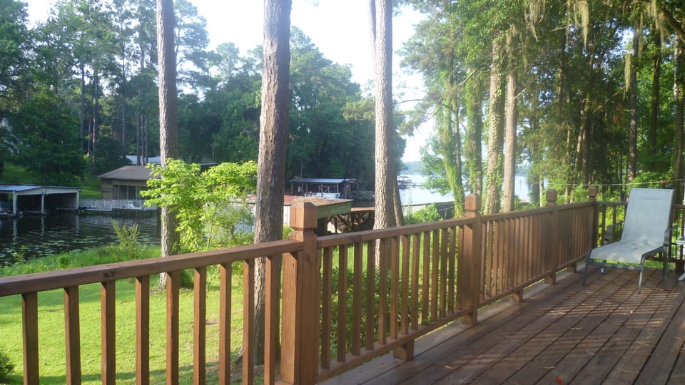 View from side deck up cove to the main lake
