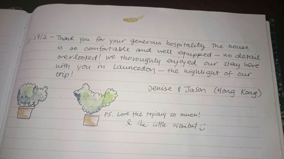 One of our guest book entries by a guest.