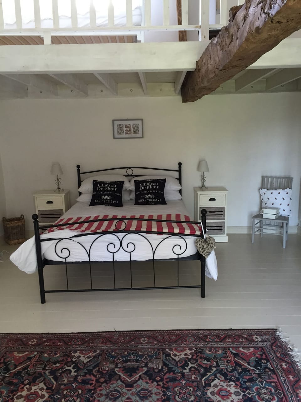 mezzanine double bedroom with single bed upstairs