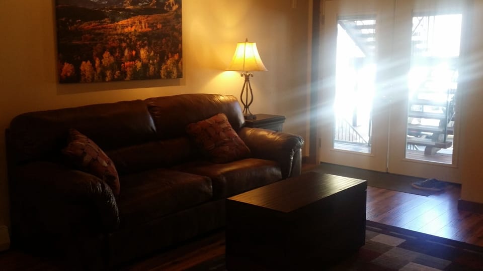 New French doors with blinds between the glass allow lots of light or privacy