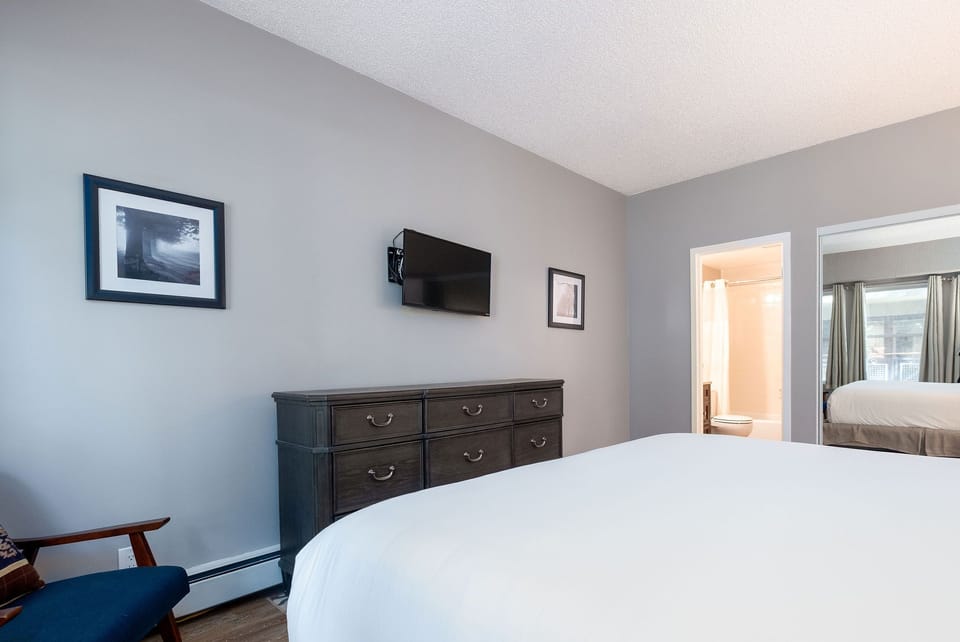 Lush king bed in the main bedroom