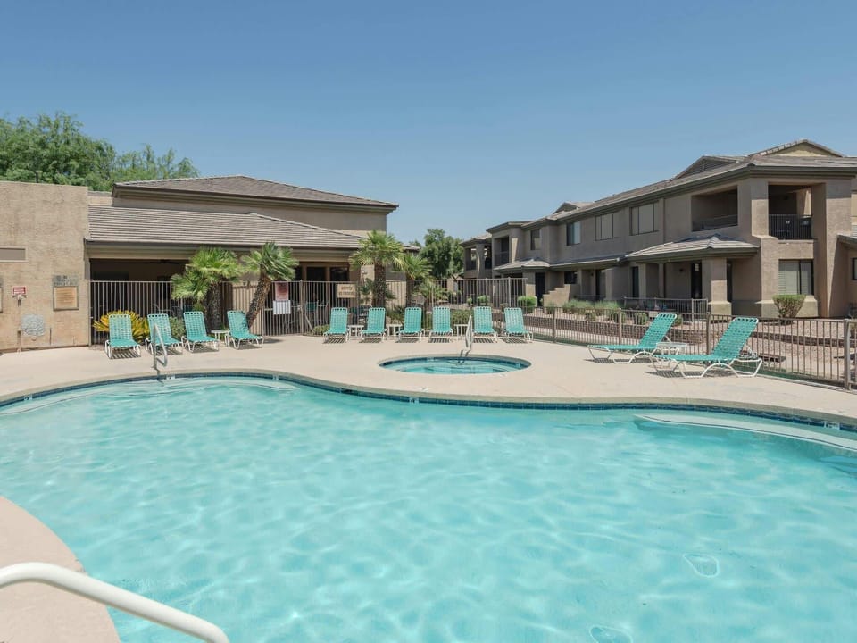 Community pool, hot tub, BBQ and fitness center