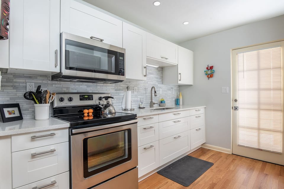 The kitchen has been entirely updated. 