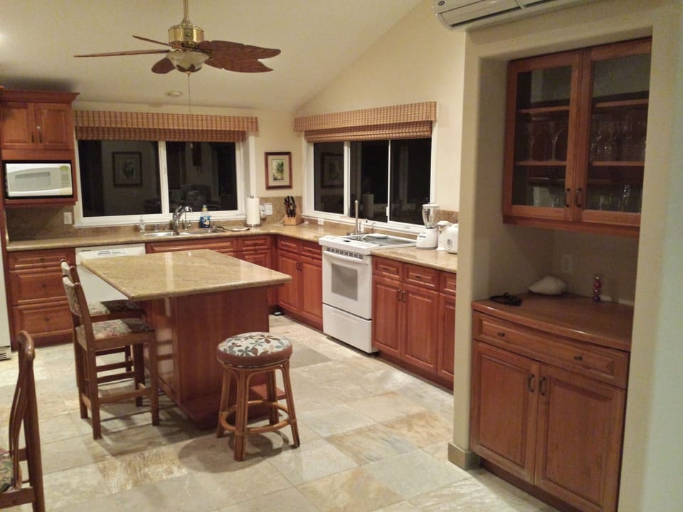 Uppper level Island kitchen with ocean view 