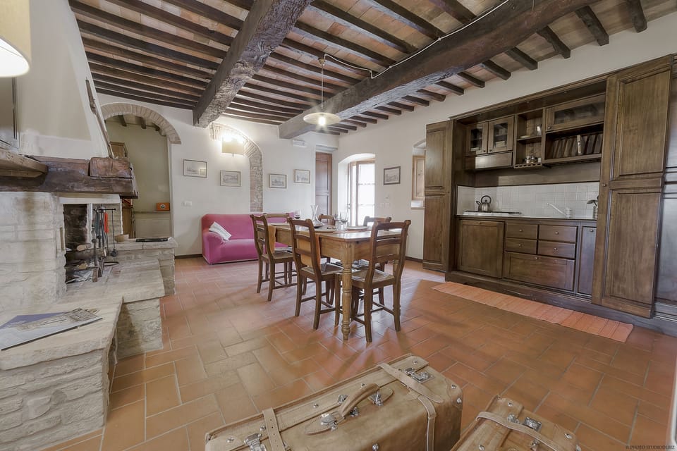 One of the 3 livingrooms inside the VILLA (this one with FIREPLACE)