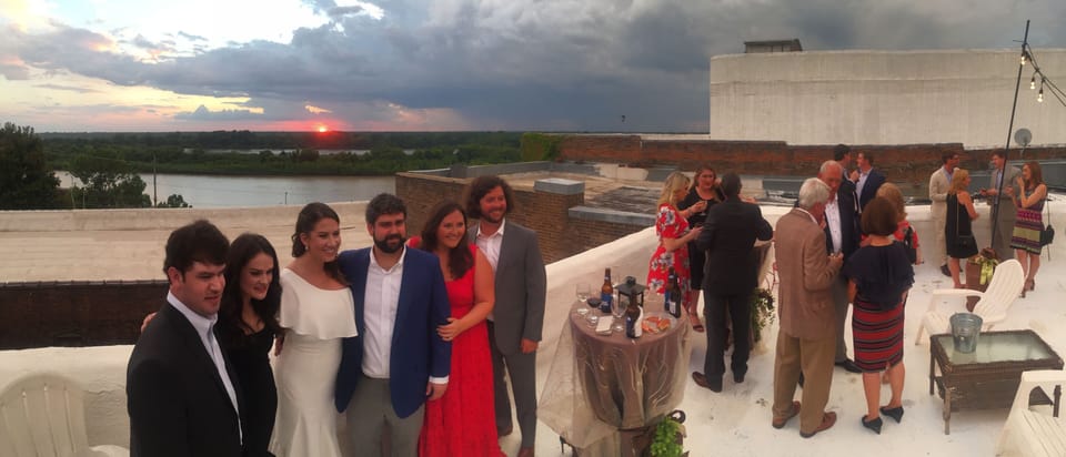 A wedding party utilizing the roof terrace. Additional fees may apply. 