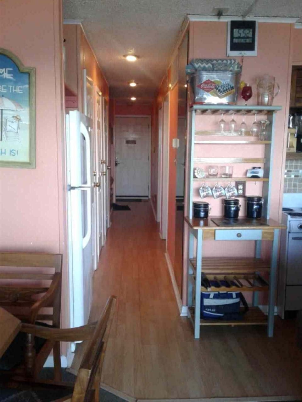 View from refrigerator to front door
