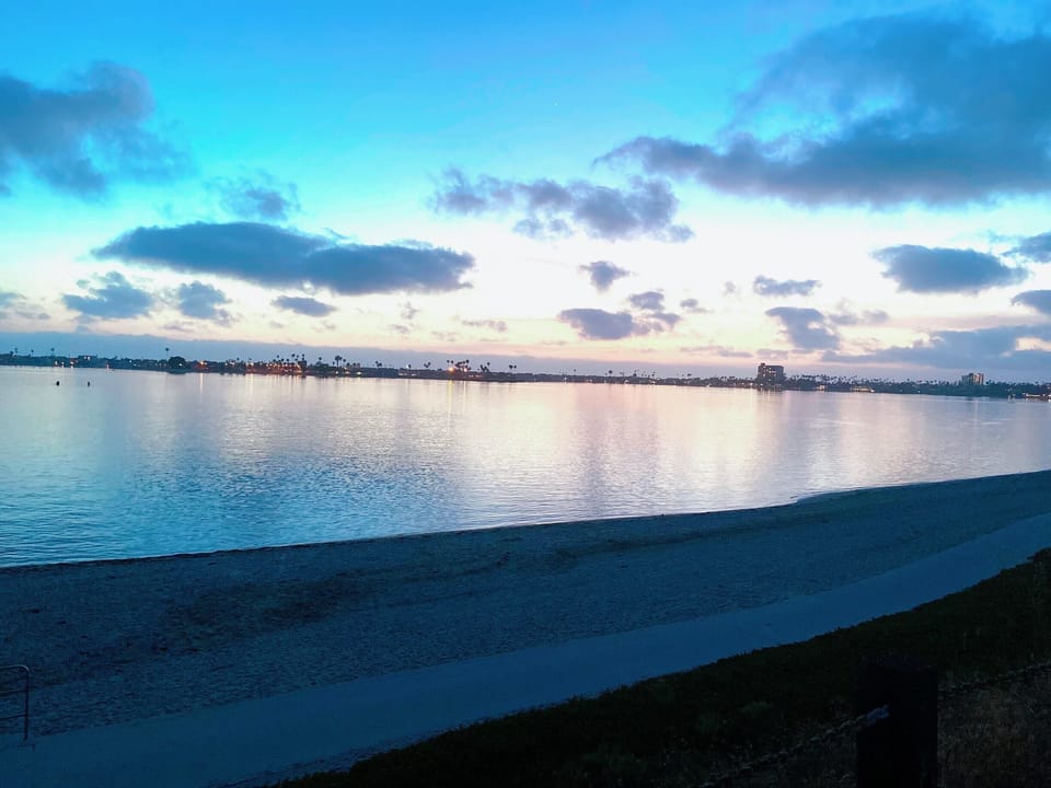 Sunset at the bay across the street