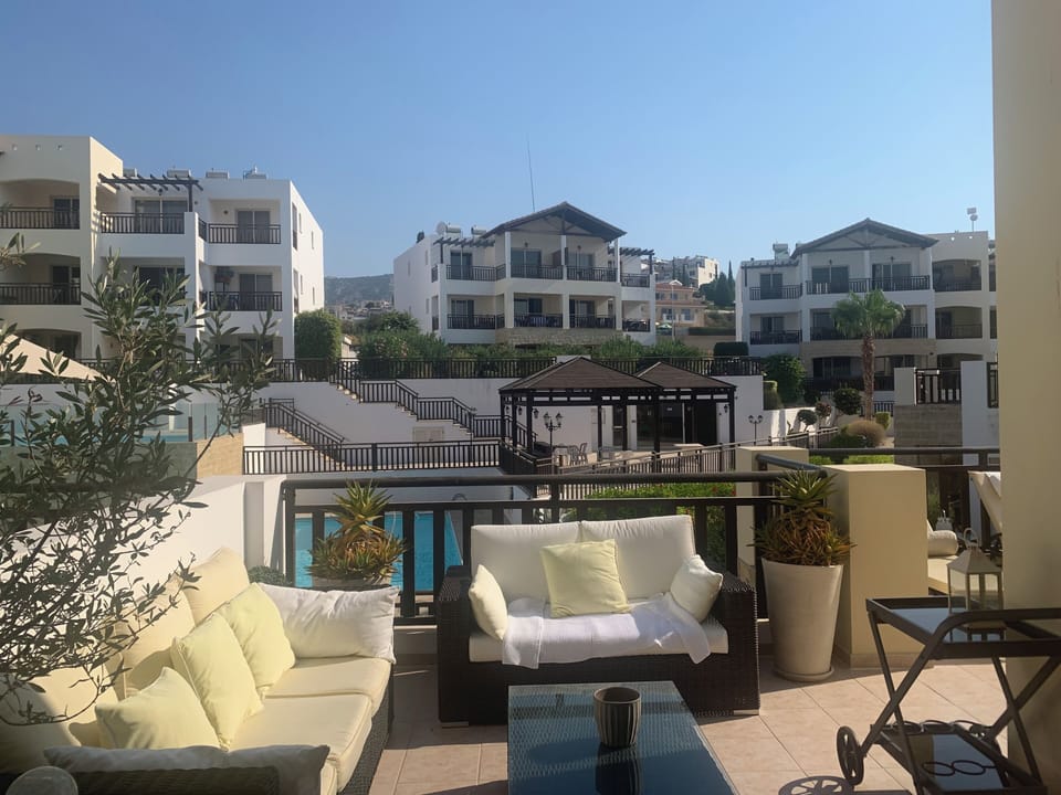 One half of the balcony