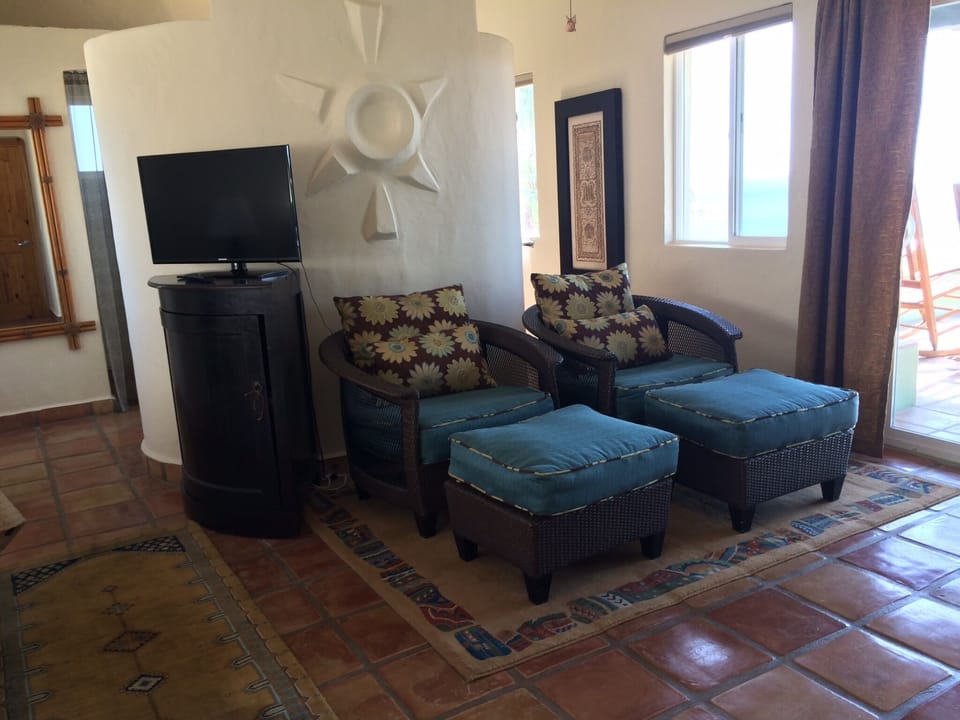 Large sitting area in master bedroom.