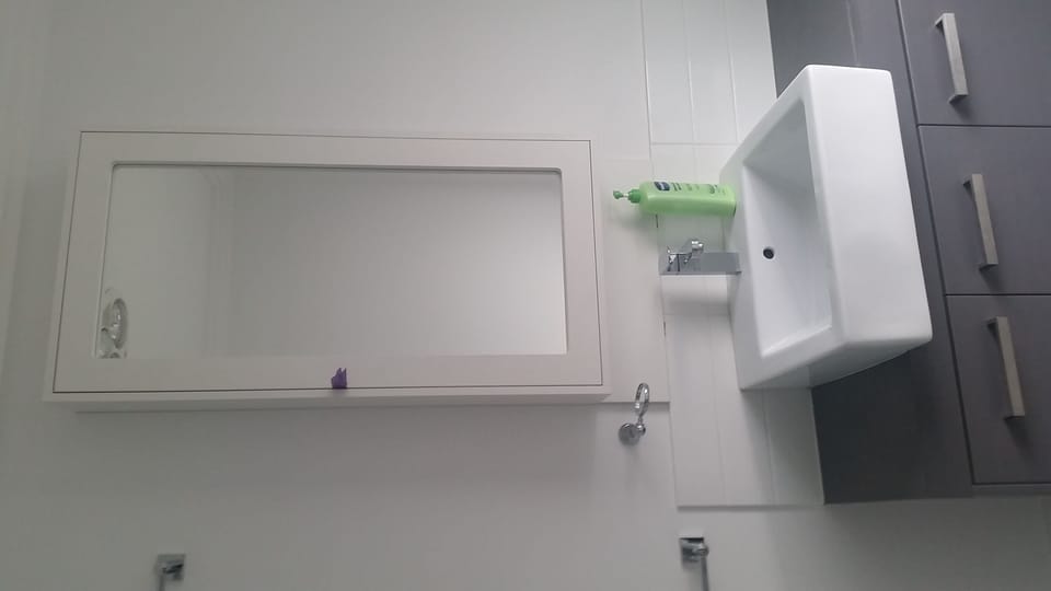 Vanity Cabinet with some Guest essentials : Ladies especially.
