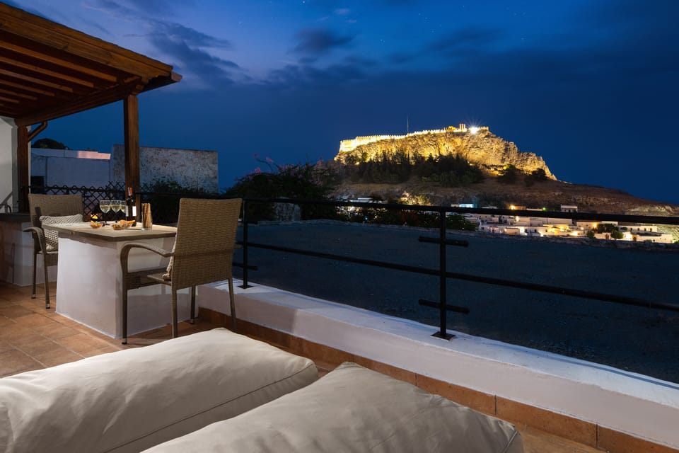 Valasia Terrace at Night with Acropolis View