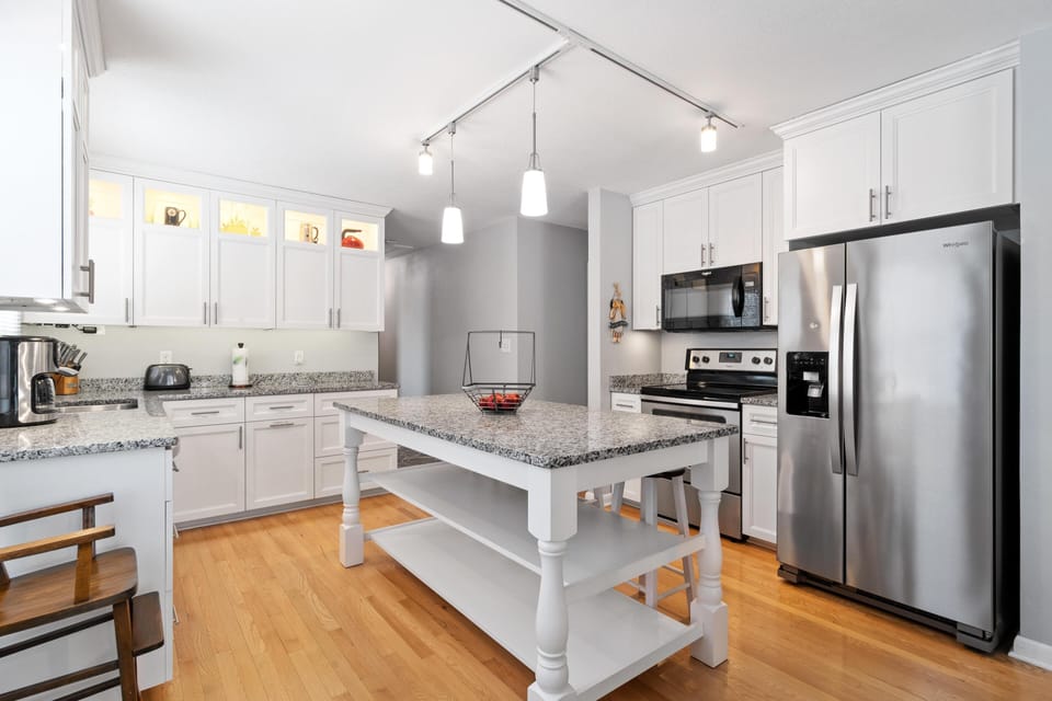 A brand new kitchen, created by a local craftsman awaits.