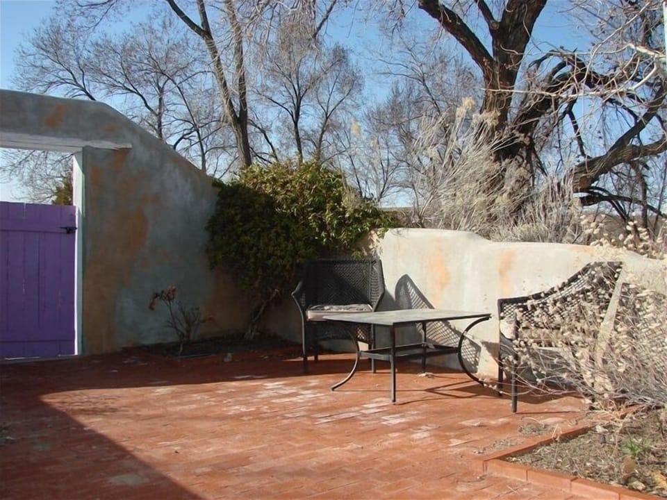 Walled patio in winter