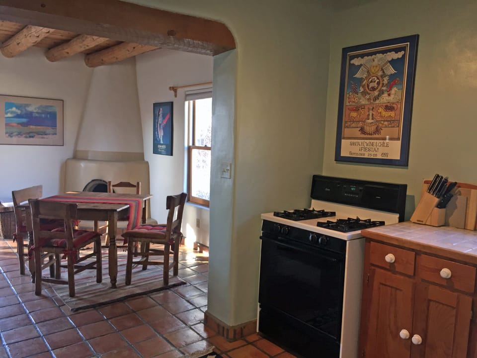 Kitchen looking into dining area