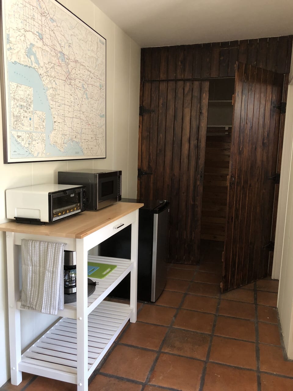 Microwave, toaster oven, and the best map of Los Angeles ever!