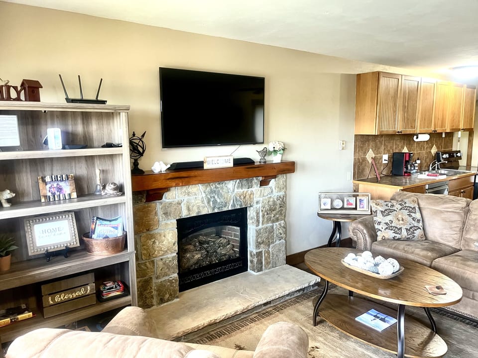 Enjoy a cozy evening by the beautiful fireplace!