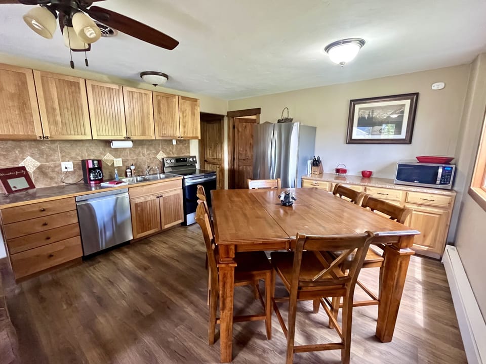 Table has room for 6. Great Dinners and family game time to be had.