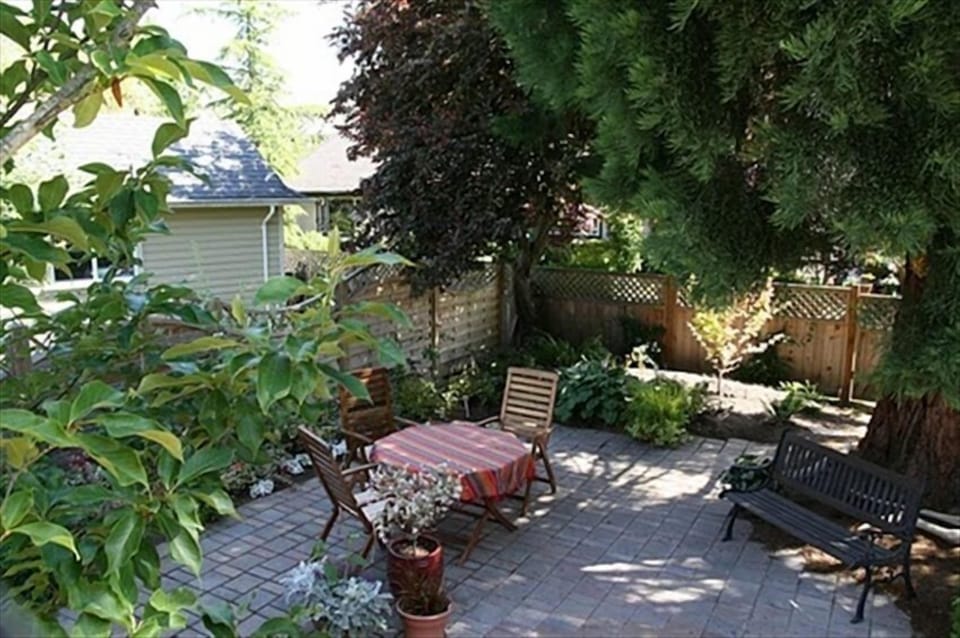 Outdoor patio with sitting area for your private use