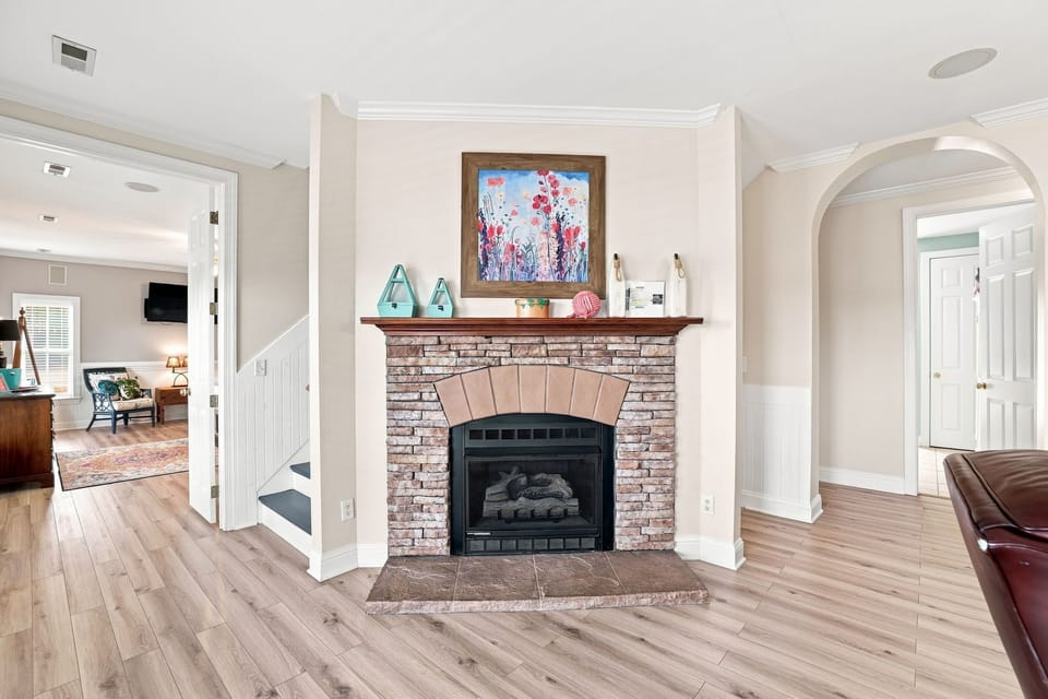 Gas log fireplace for a cozy afternoon