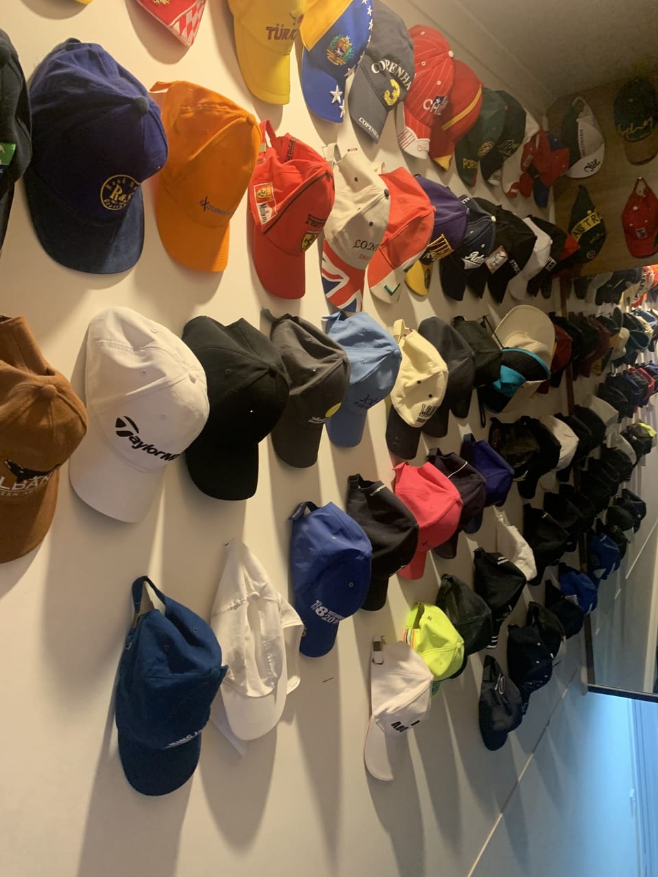 A nice collection of Caps. Many provided by guests from different countries