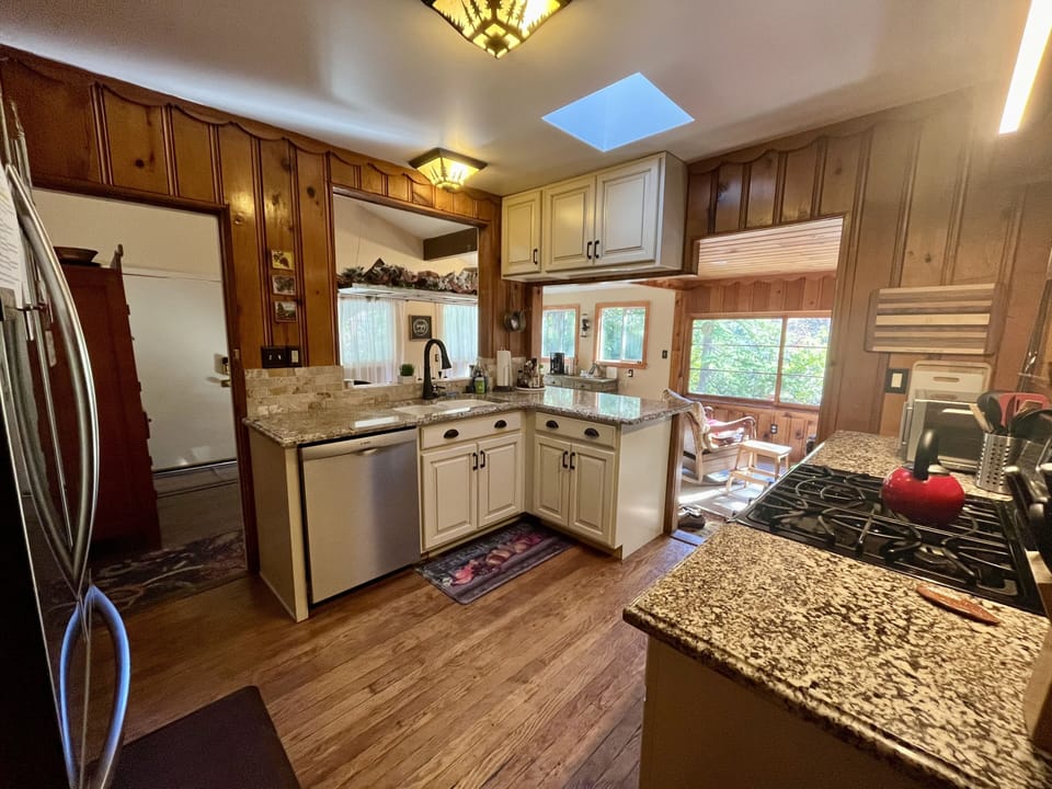 The kitchen is the hub of the cabin.
What’s cookin’?