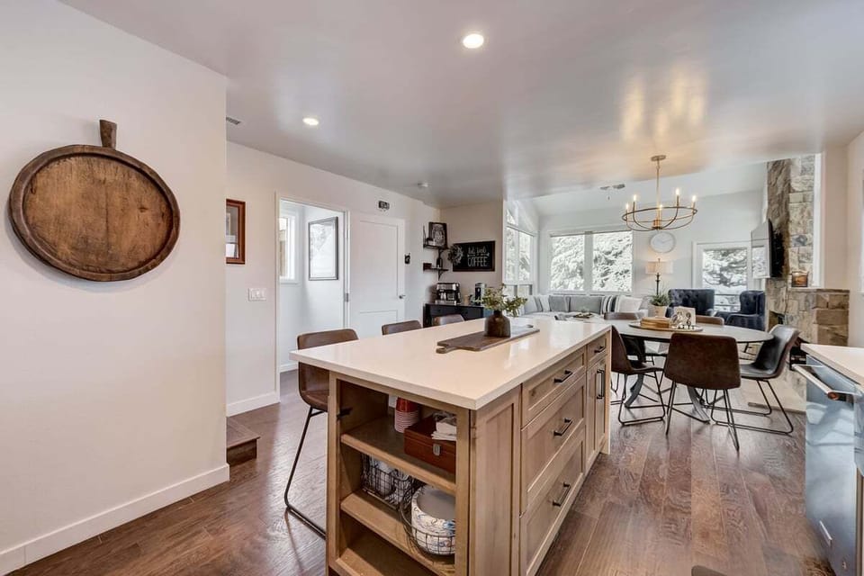 Large island with seating for three