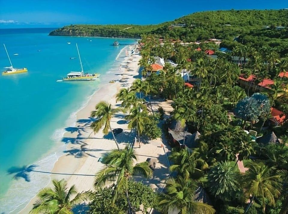 dickenson bay beach is 5mins away and has lots of water activities