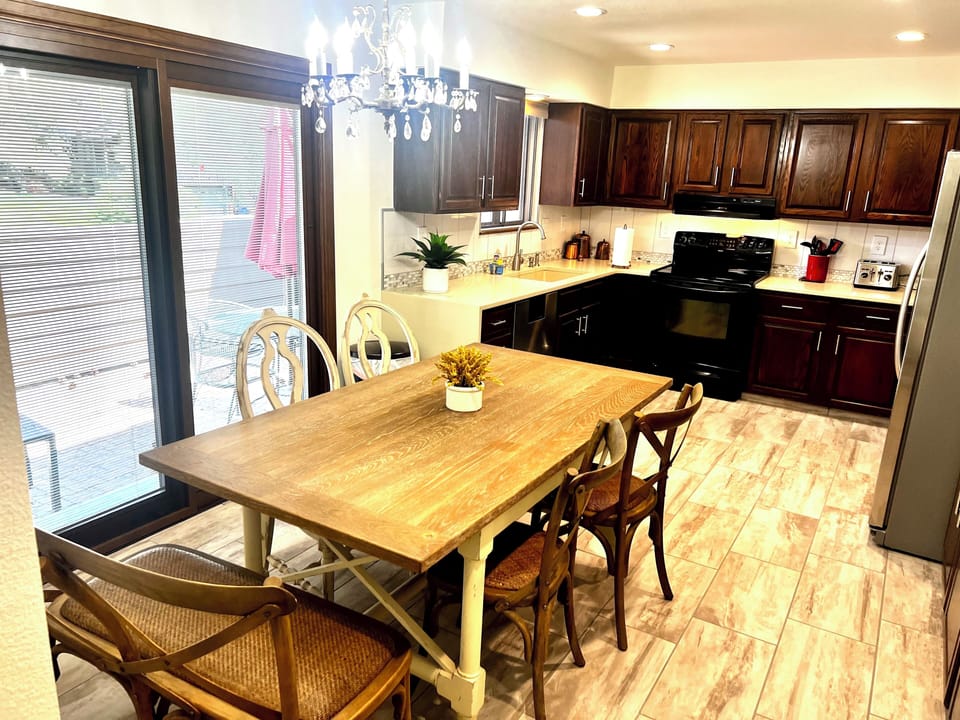 Gourmet kitchen with  large patio