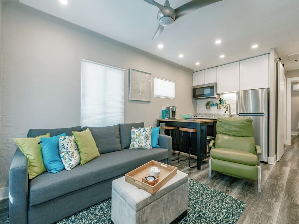 Living, kitchen area
