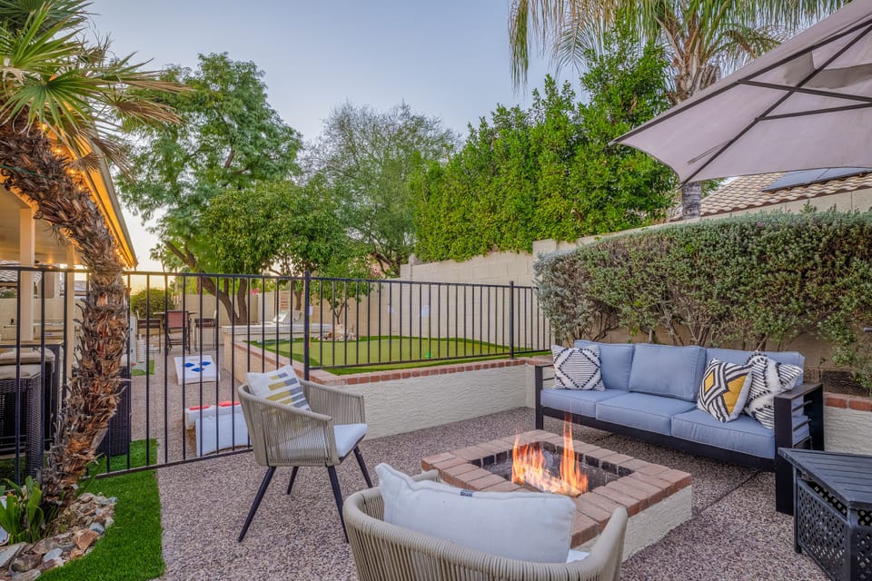 An outdoor seating area and fire pit!