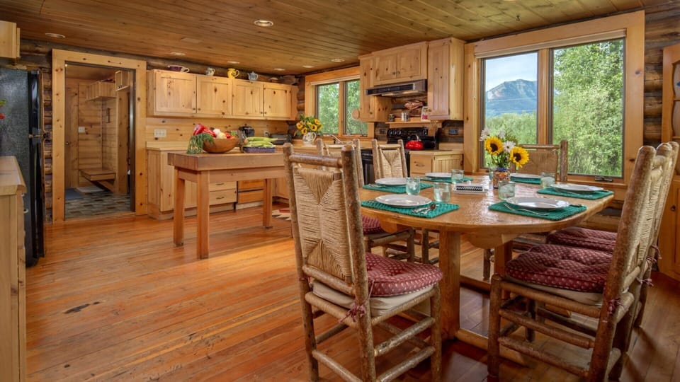 Kitchen in the Moose cabin- very well stocked with everything you need