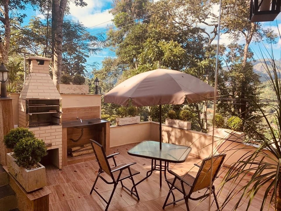 view from the Lodge of your private terrace with bbq