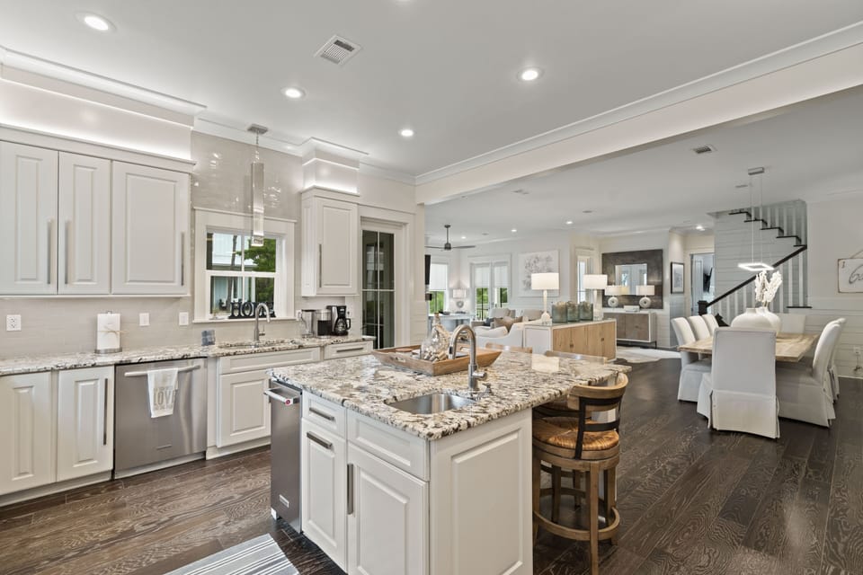 open main floor from kitchen view