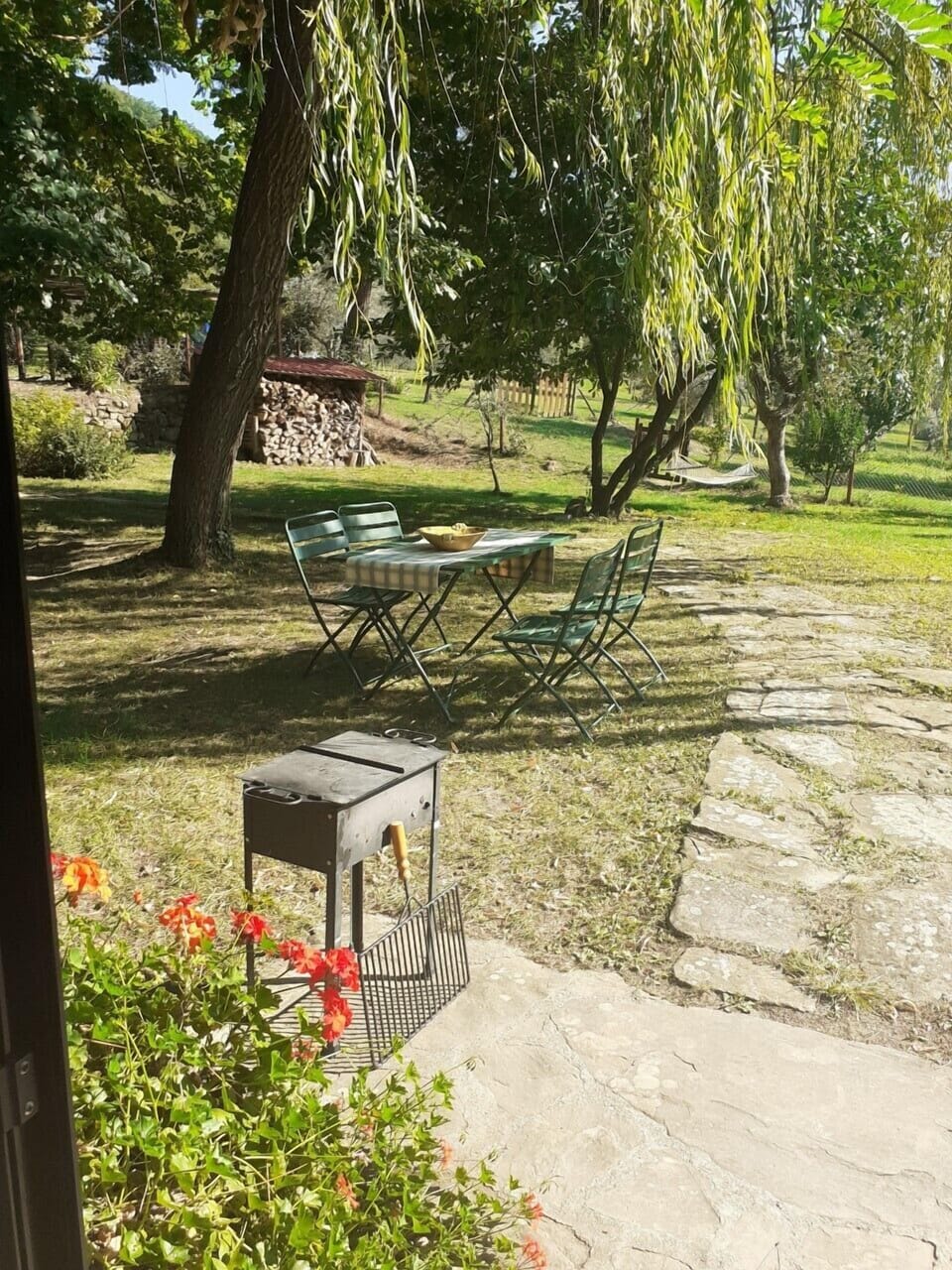 outside table and barbecue