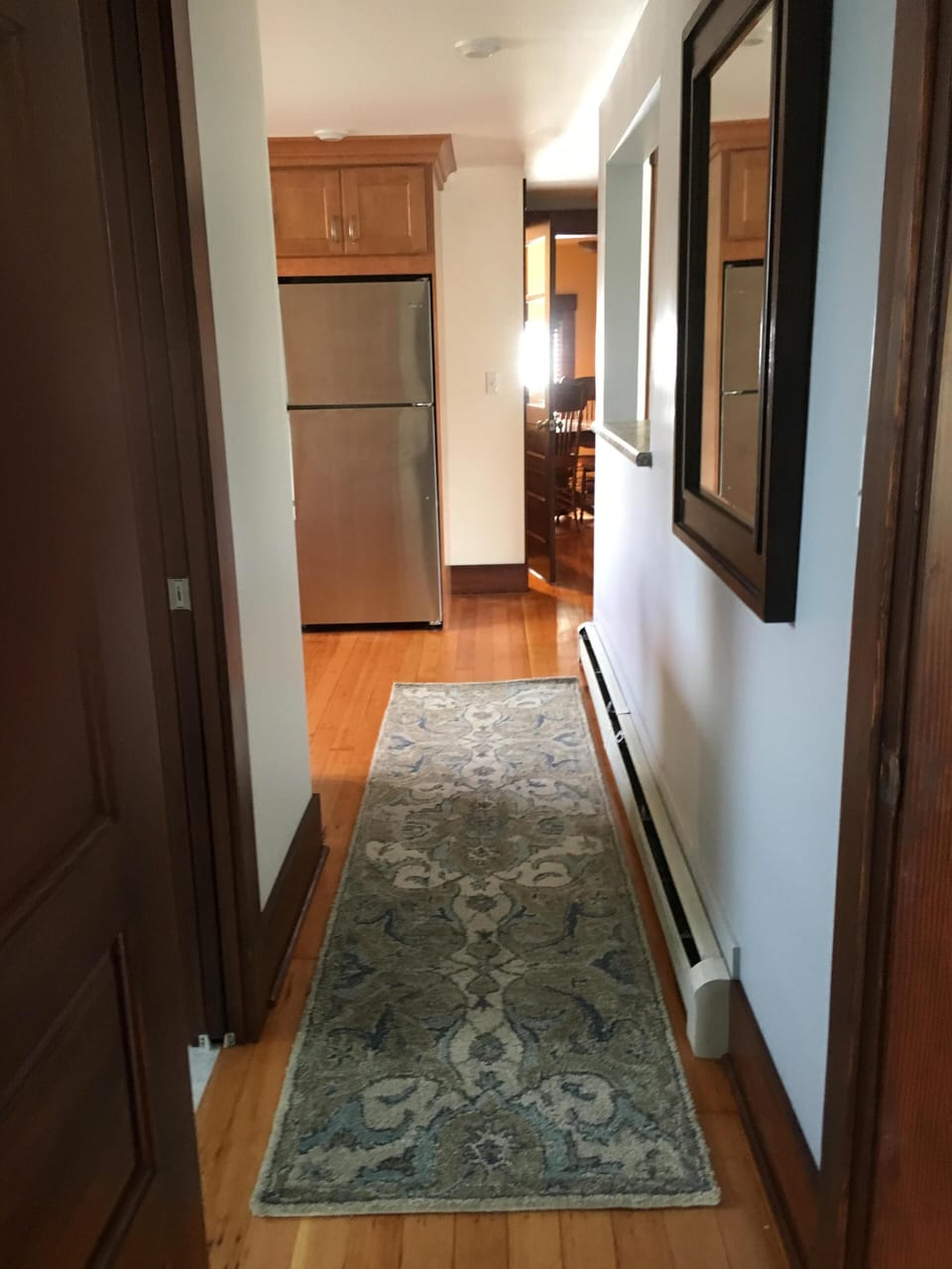 hallway to bathroom and bedroom
