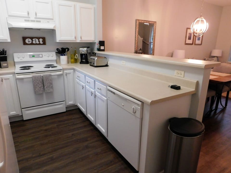 Kitchen is open to dining and living area. 