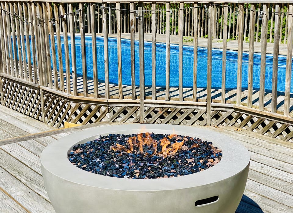 Gas Fire Pit by the pool. 