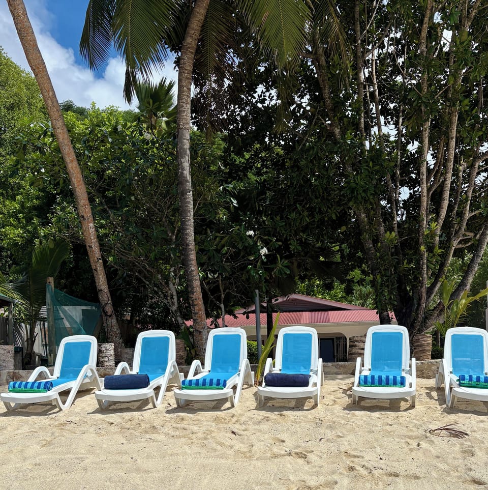 View of Beach Kaz from Anse Forbans beach..sun loungers exclusive for our guests