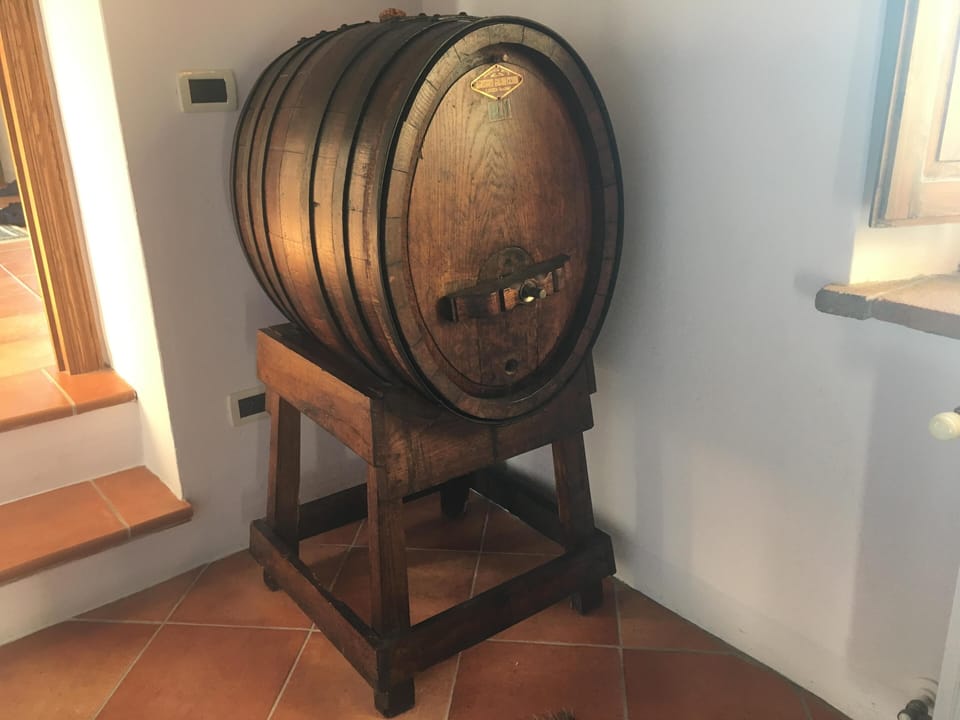 Original chestnut barrel which stored olive oil