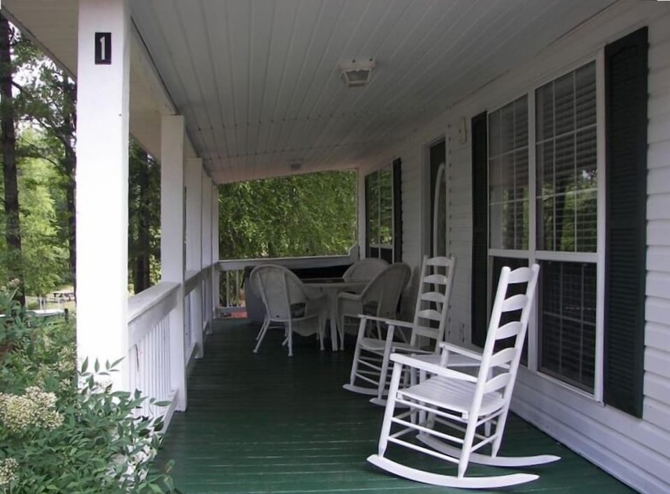 There is a nice cool porch to sit on and  have coffee.