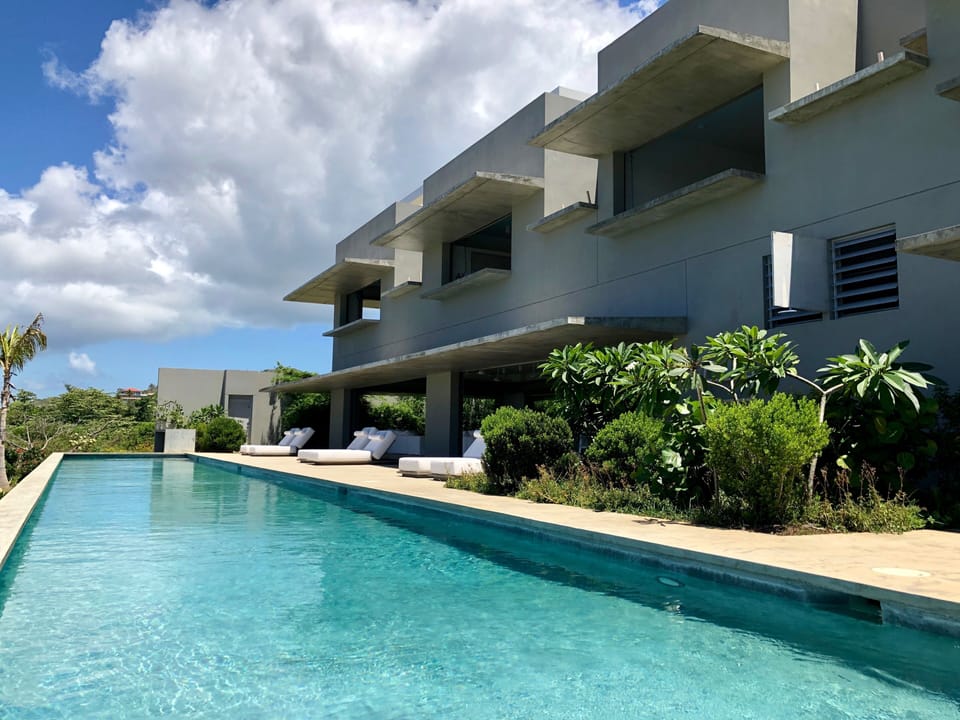94 foot pool facing the Caribbean Sea